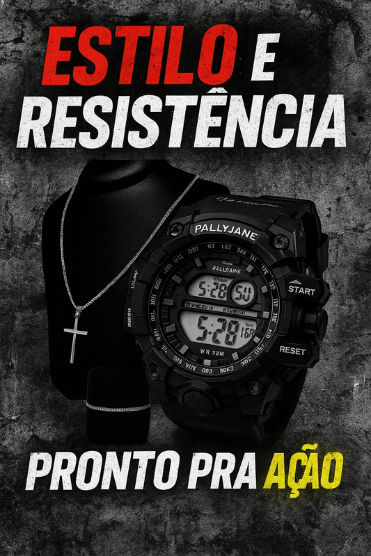 KIT RELÓGIO ESPORTIVO DIGITAL À PROVA D’ÁGUA + ACESSÓRIOS - Tropwave